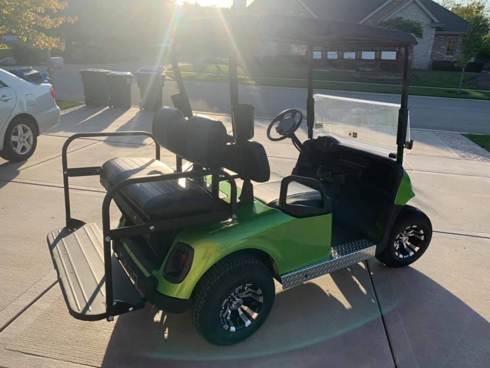 Customer install of EZGO RXV diamond plate rocker panels.