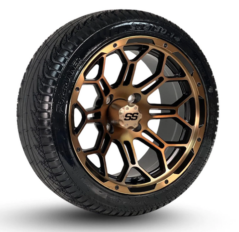 Stryker Matte Black and Bronze Golf Cart Wheel