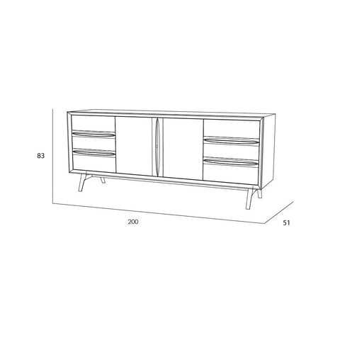 Medidas Bufetera Torino 200 cm | CREATA Muebles