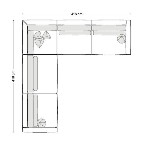 Medidas Modular Milan 418x418cm | CREATA Muebles