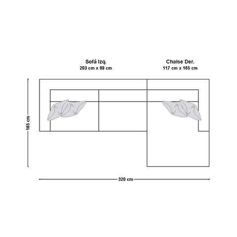 Medidas Esquinero Kivi Chaise Der | CREATA Muebles