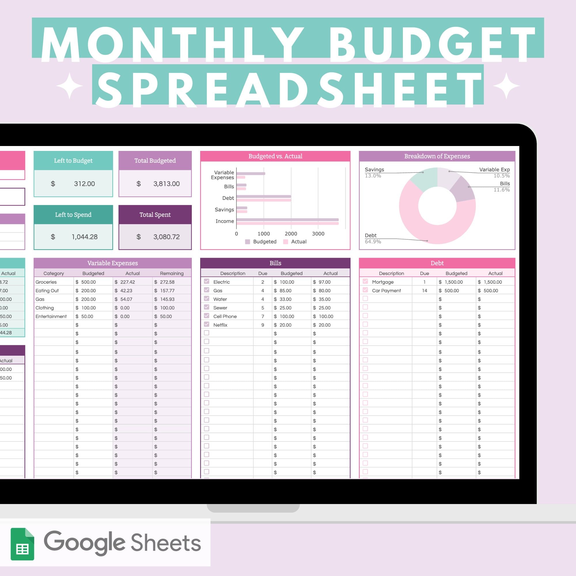 Monthly Budget Spreadsheet - Abby Organizes product image