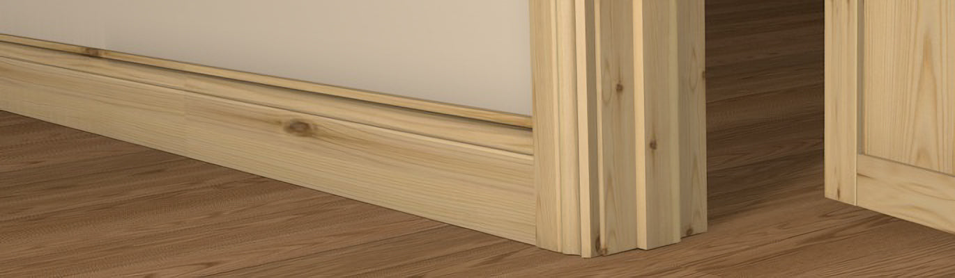 Pre-Varnished Redwood Internal Door Frame shown fitted within a doorway, complimented by architrave on each side