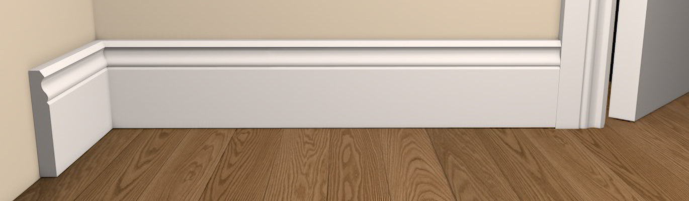 Traditional Style Ogee Architrave and Skirting - Pre-Primed/Pre-Painted Wood shown fitted to a wall