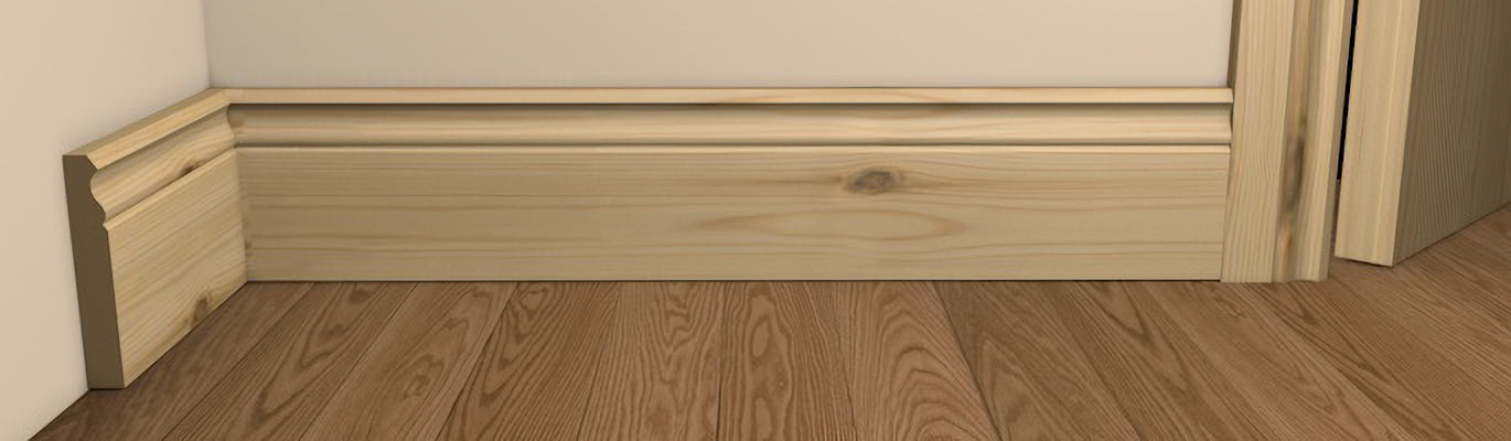 Traditional Style Ogee Architrave and Skirting - Pre-Varnished Redwood shown fitted to a wall