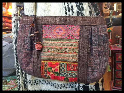 Hmong embroidery handbag purse handmade fairtrade bohemian style