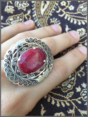 ruby sterling silver handmade fair-trade ring boho jewelry