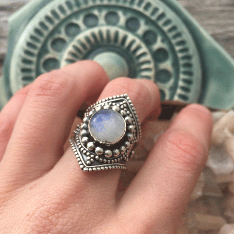 moonstone boho ring sterling silver