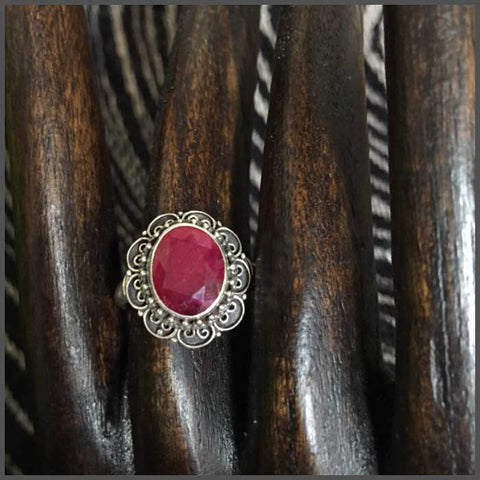 raw ruby ring fairtrade boho jewelry