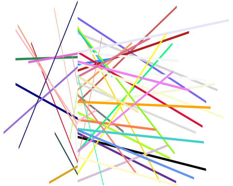 Random colored lines overlapping across the middle of the canvas, getting cut off by an invisible line on the vertical axis, where new random colored lines are then drawn from