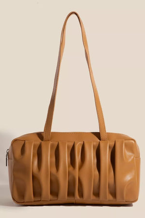 Pleated Leather Rectangle Hand Bag - Modern Grace