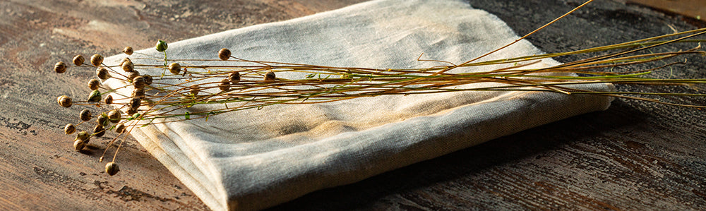 Flax plant on linen