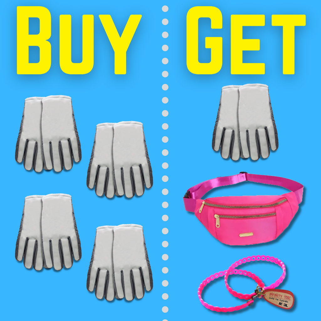 Freezy Freakies: Buy 4 Pairs of gloves, Get 1 Free pair plus a free fanny pack plus 2 free Infinity Tools