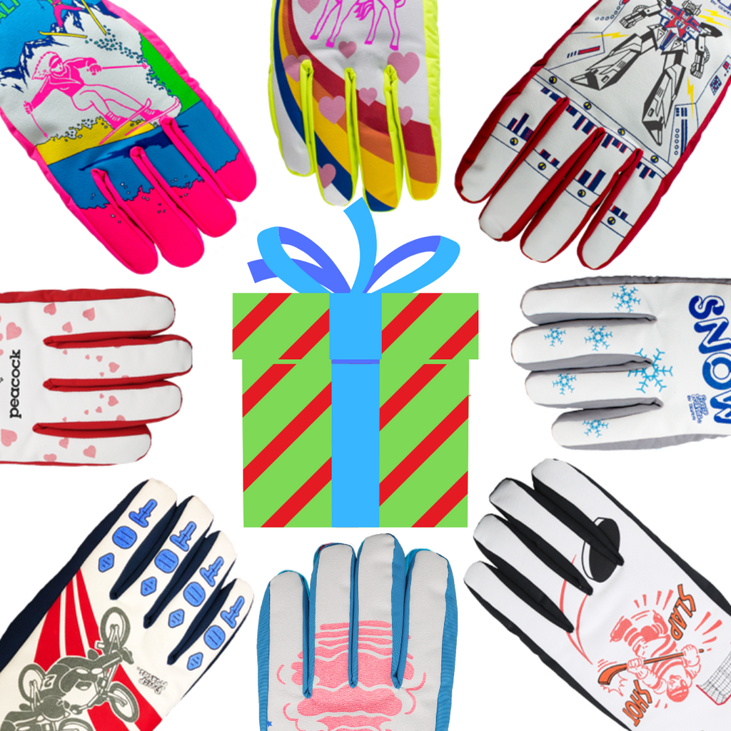 Freezy Freakies gloves around a gift box