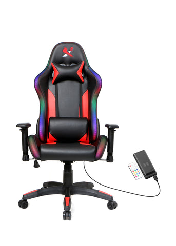 X2 Gaming Stoel - Met nekkussen  Verstelbaar - RGB Lichten - Ergonomisch - Bureau Stoel - PVC leer - Nylon Wielen