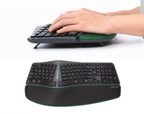 Delux Gesplitst ergonomisch toetsenbord - toetsenbord met polssteun - toetsenbord Ergonomisch