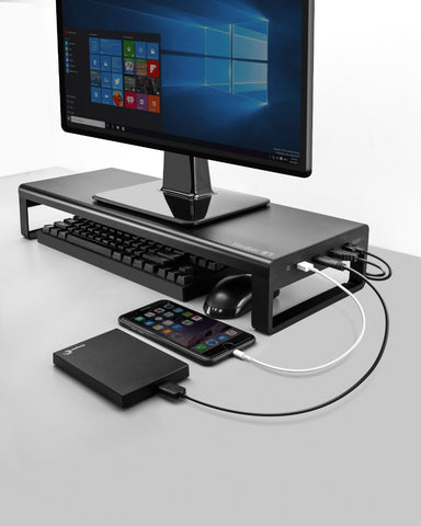Multifunctionele monitor standaard  Aluminium  4x USB3.0 hub  Verbeter uw werkplek  Laptop en computer