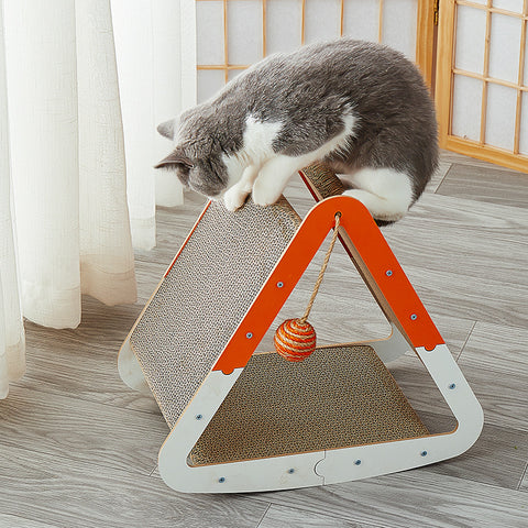 Kattenkrabplank - Verticale driehoekige vorm - Golfkarton - Sisal ballen