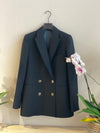 Blazer in crêpe di lana e seta nero