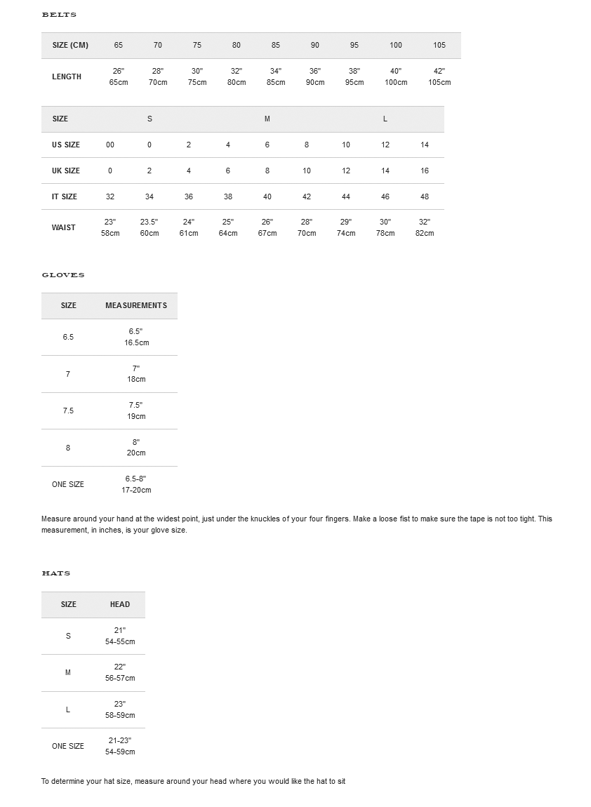 Burberry Women's Belt Size Chart