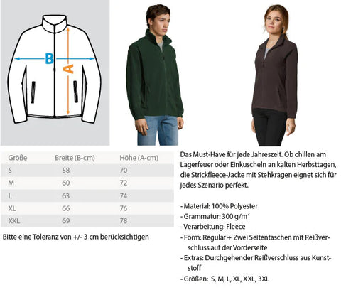 Größenangaben-Fleece Jacke