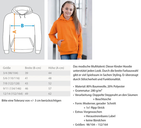 Größenangaben-Kinderhoodie