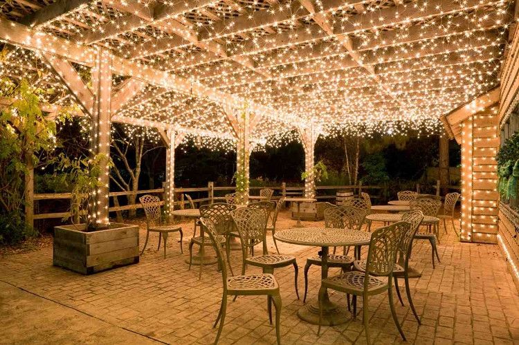 Outdoor patio with LED lights