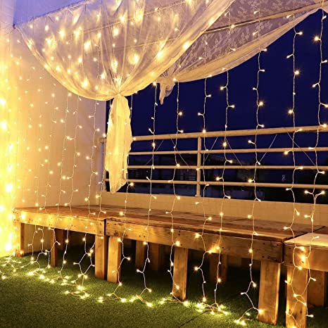 Deck railing covered in LED lights