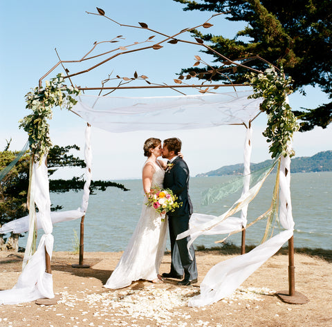 Ceremony on the hill, florals by Gorgeous and Green, Tiburon Wedding