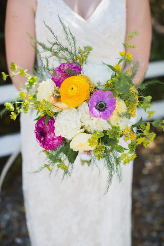 Bridal bouquet, alive wild and colorful by Gorgeous and Green, Tiburon Wedding