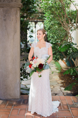 Bride and her Vintage Bouquet by Gorgeous and Green, wedding Berkeley City Club