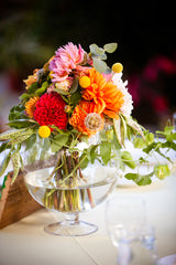 Centerpiece design for a wedding at Flora Grubb Garden by Gorgeous and Green