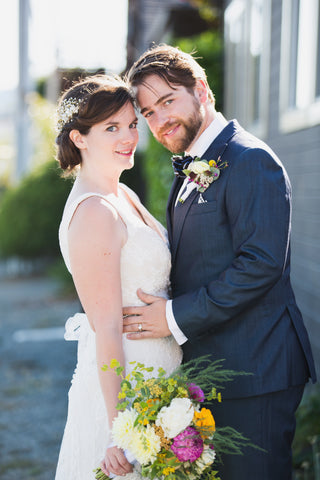 Bride and Groom, florals by Gorgeous and Green, Tiburon Wedding