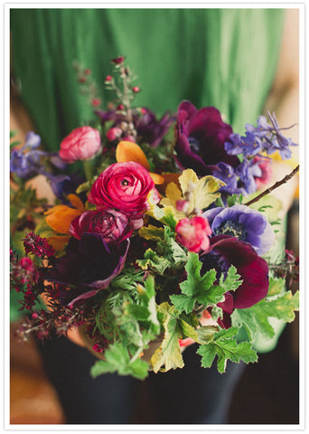 florals by Gorgeous and Green for 70's inspired bridal shower on 100layer cake