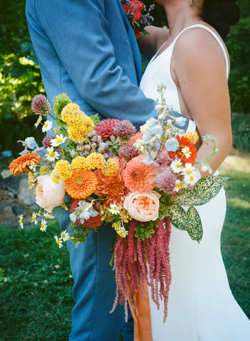 The beautiful local grown and plastic free bridal bouquet by Gorgeous and Green Berkeley Oakland San Francisco