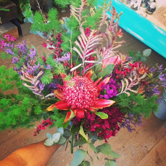 Huge summertime inspired protea bouquet for CCA by Gorgeous and Green