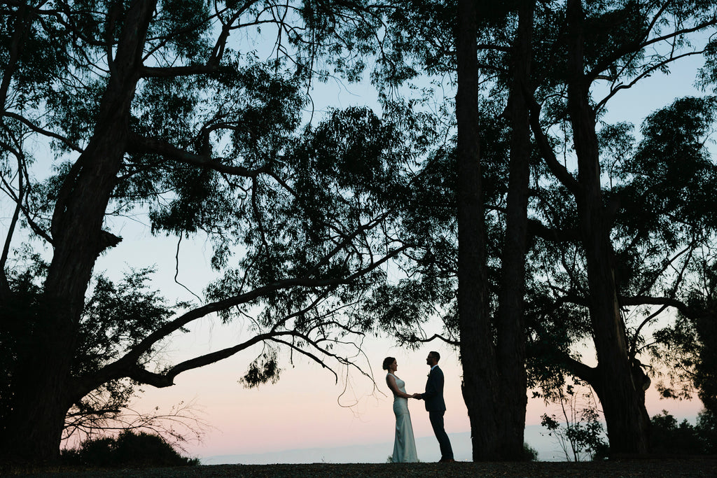 Oakland Hills wedding at sunset, photo by alison yin