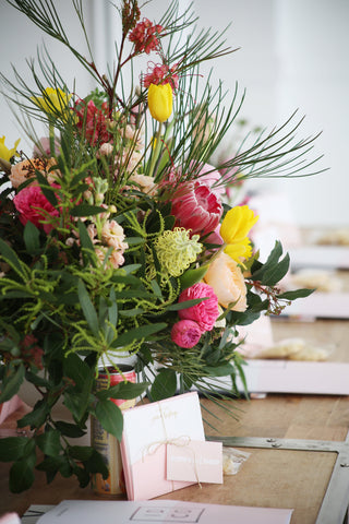 details of the Gorgeous and Green tablescapes and giveaways at the Identite collective workshop at Oh Happy Day