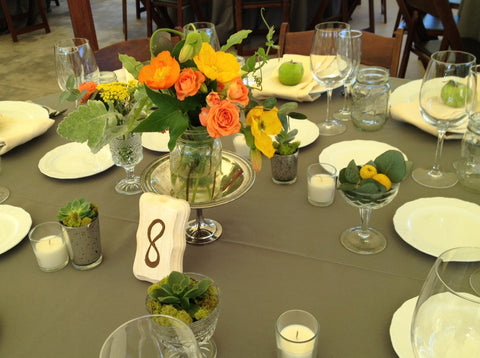 Citrus inspired wedding colors in vintage containers by Gorgeous and green