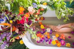 Flowers in the bathtub by Gorgeous and Green