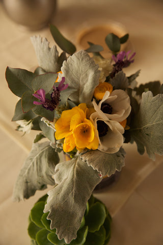 Wedding flower details for a centerpiece at the Berkeley City Club flowers by Gorgeous and Green