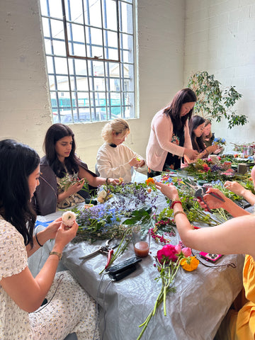 students at the Mama Dog Studios learning from Gorgeous and Green The Sustainable Flower School