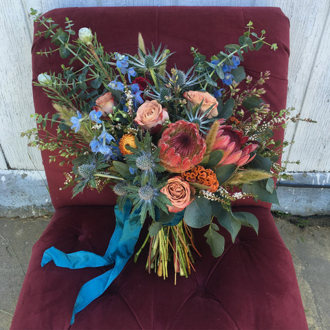 Teal ribbons, corals, pinks and and blues for a summer bride by Gorgeous and Green