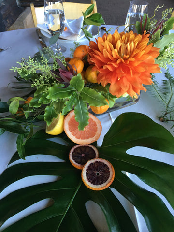 Dahlia and blood oranges.