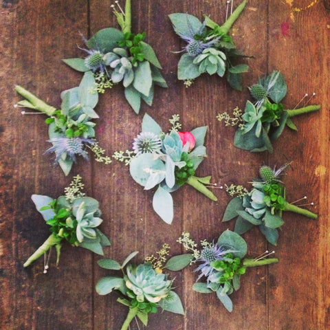 succulent boutonniere mandala by Gorgeous and Green