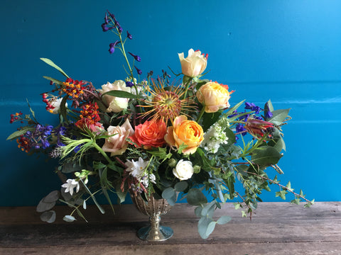 Wedding centerpiece with texture and playfulness by Gorgeous and Green