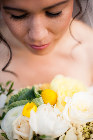 A closeup of the Bride and her bouquet by Gorgeous and Green, Mill Valley Outdoor Art Club