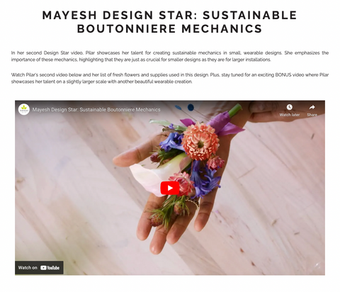 Pilar Zuniga's Mayesh Design Star Video featuring sustainable mechanics for wearables boutonniere