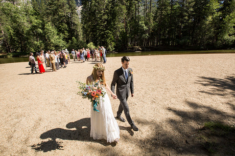 Wedding ceremony in Yosemite National Park, florals by Gorgeous and Green