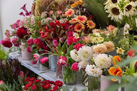 Lovely flowers and foliage for the The Sustainable Flower School in Oakland CA